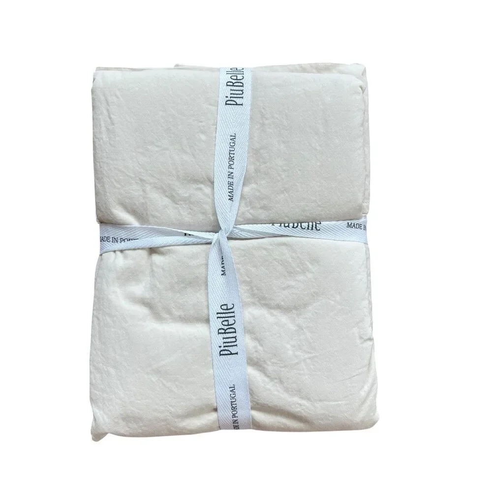 PiuBelle Portugal Set of 2 King Cream Pillowcases Cotton Percale Piu Belle New